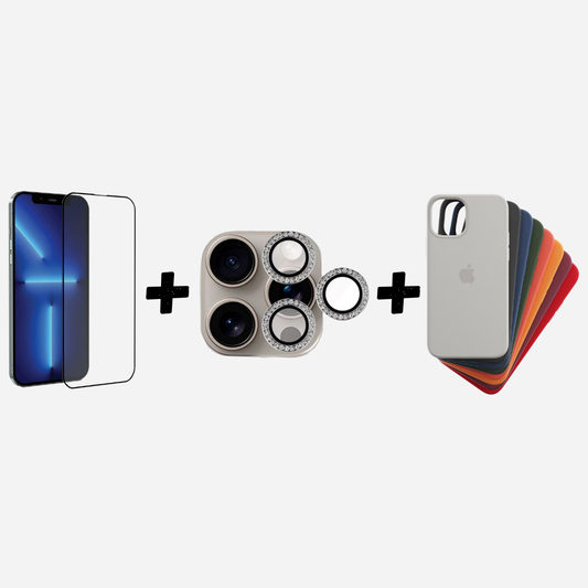 Combo Funda + Vidrio Común + Protector de Cámara